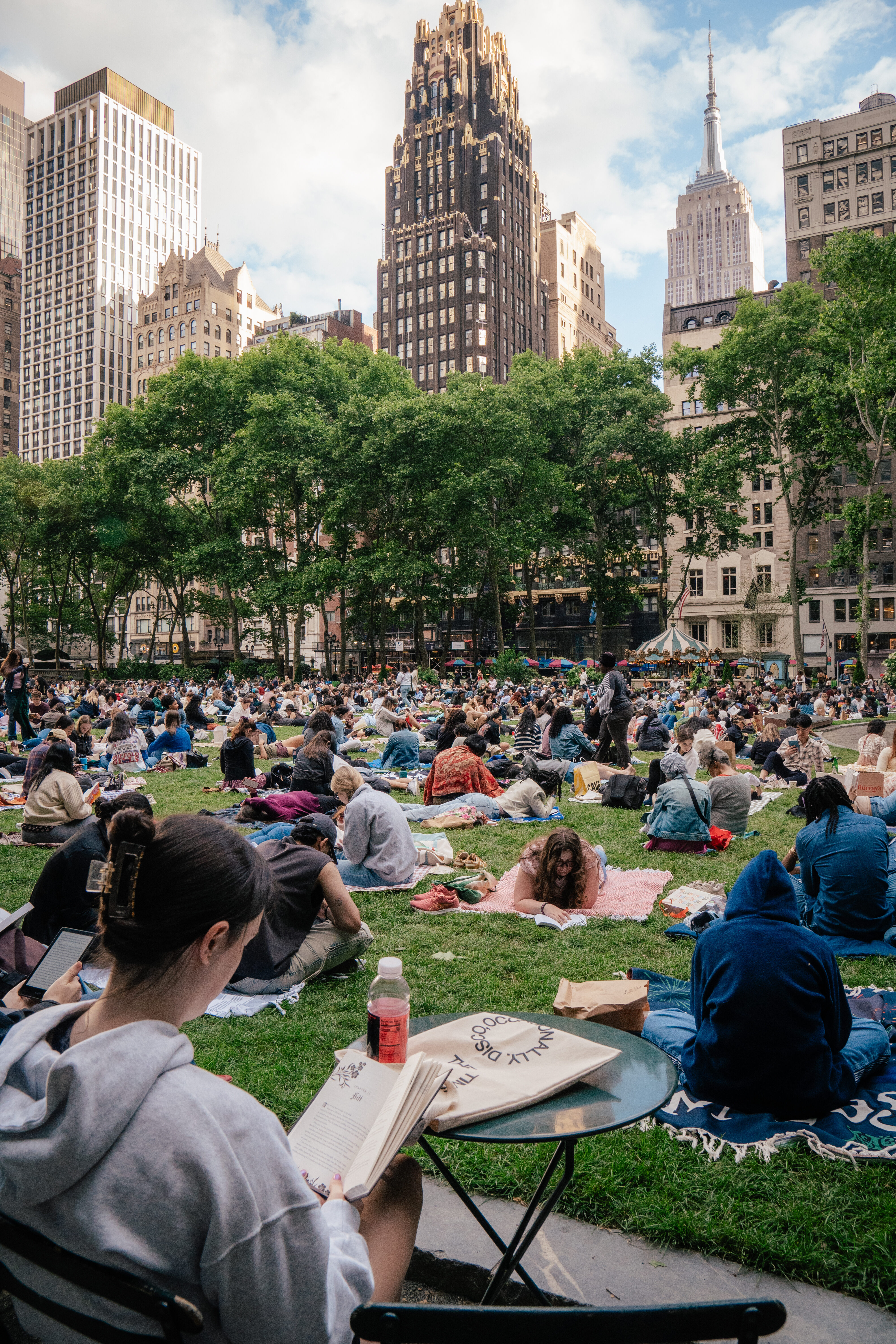 Readers gathered in Bryant Park